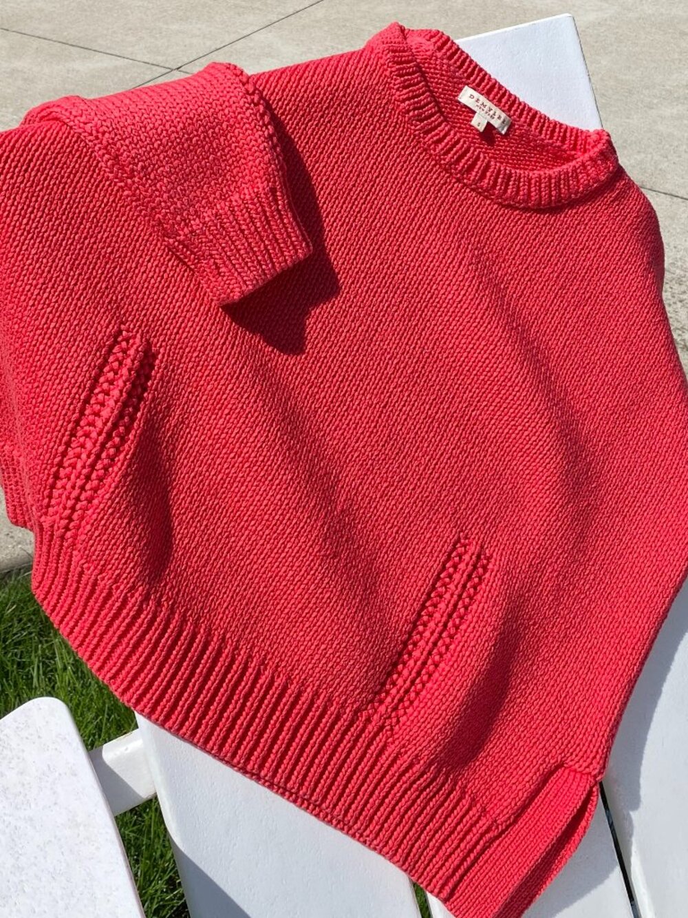 Demylee NY cotton sweater coral size small